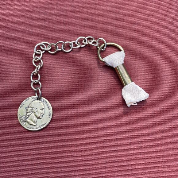 Vintage Brass Token Coin Key Fob George Washington On Chain - Picture 1 of 4